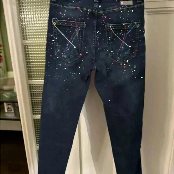 Zara paint splatter dark wash skinny jeans. Girls size 24 perfect condition. - Picture 3 of 13
